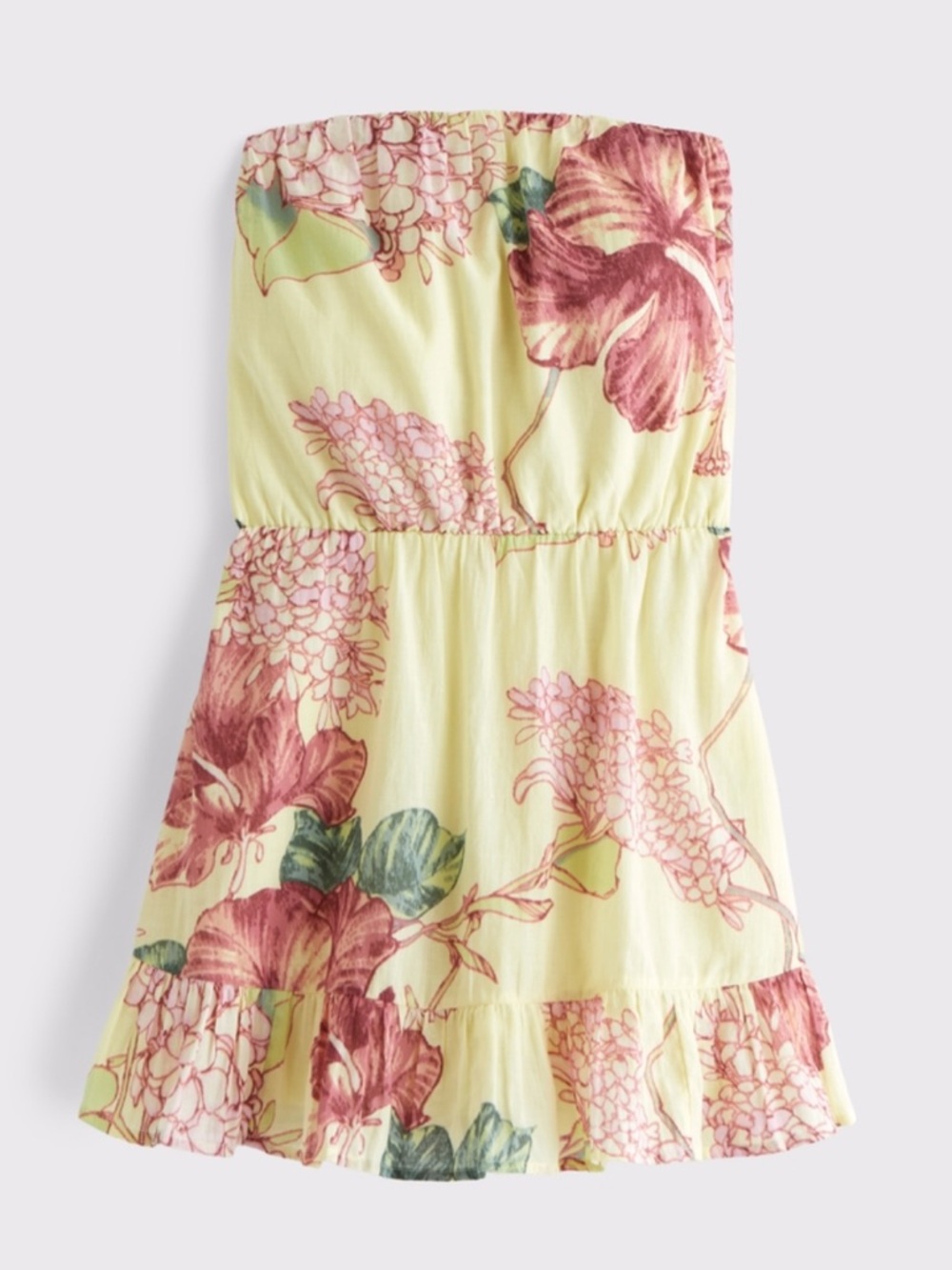 Abercrombie & Fitch Yellow Mini Dress with Pink Floral Print